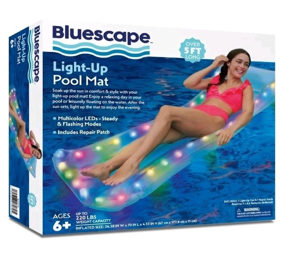 LOT 4 Bluescape LED light Up Pool Mat Color Changing Pool Float NIB PARTY